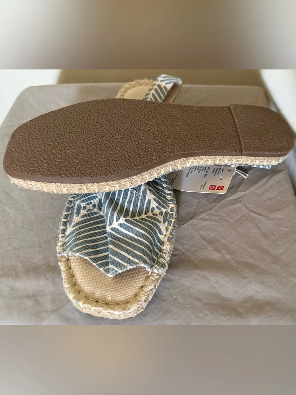 Marimekko Blue and White Patterned Espadrille Sandals
